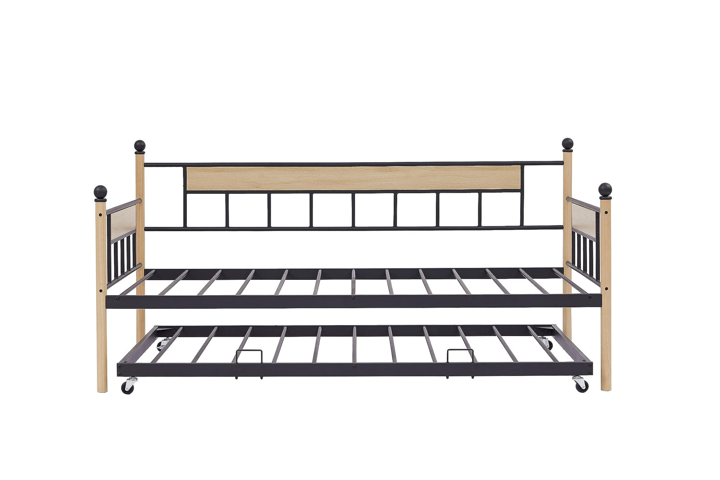 Generic Daybed, Sofa Bed Metal Framed with Trundle Twin Size, Black, 77''L x 40.6'' W x 14.5'' H