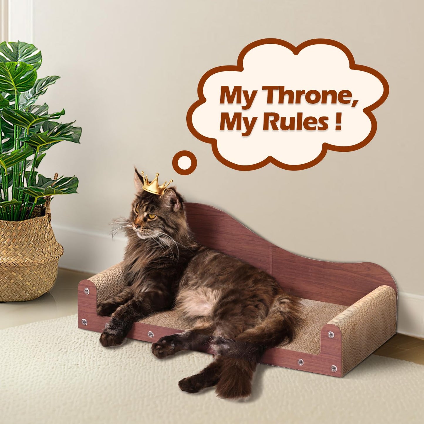 ComSaf 26.4" Large Cat Scratcher Bed, Cat Scratching Board, Durable Cardboard for Indoor Use, Extra Large Couch with Scratch Pad - Sofa Lounge