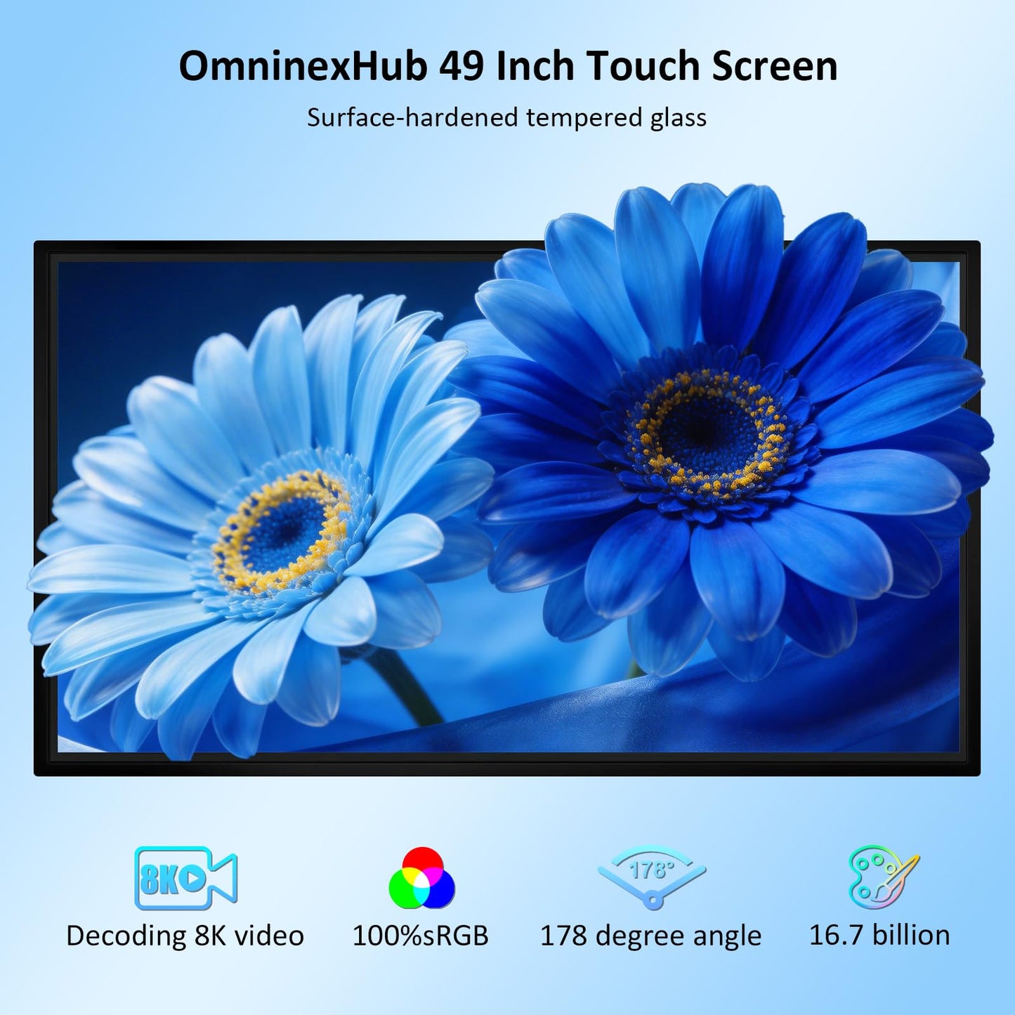 49" Smart Board, Portable Touch Screen TV, RK3588 Octa-Core Whiteboard, Android iOS 12, 10-Point IR Touchscreen, Two-Way Control, Reverse Live Streaming for Classroom Office Home (Wall Mount Include)