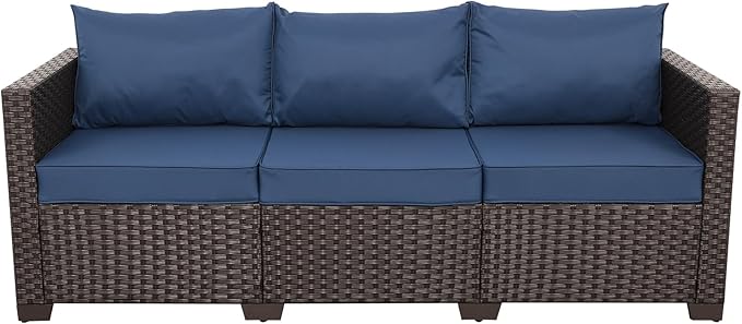 Rattan Star Patio Furniture Outdoor Couch 3 Seater Sofa Outdoor Brown Wicker