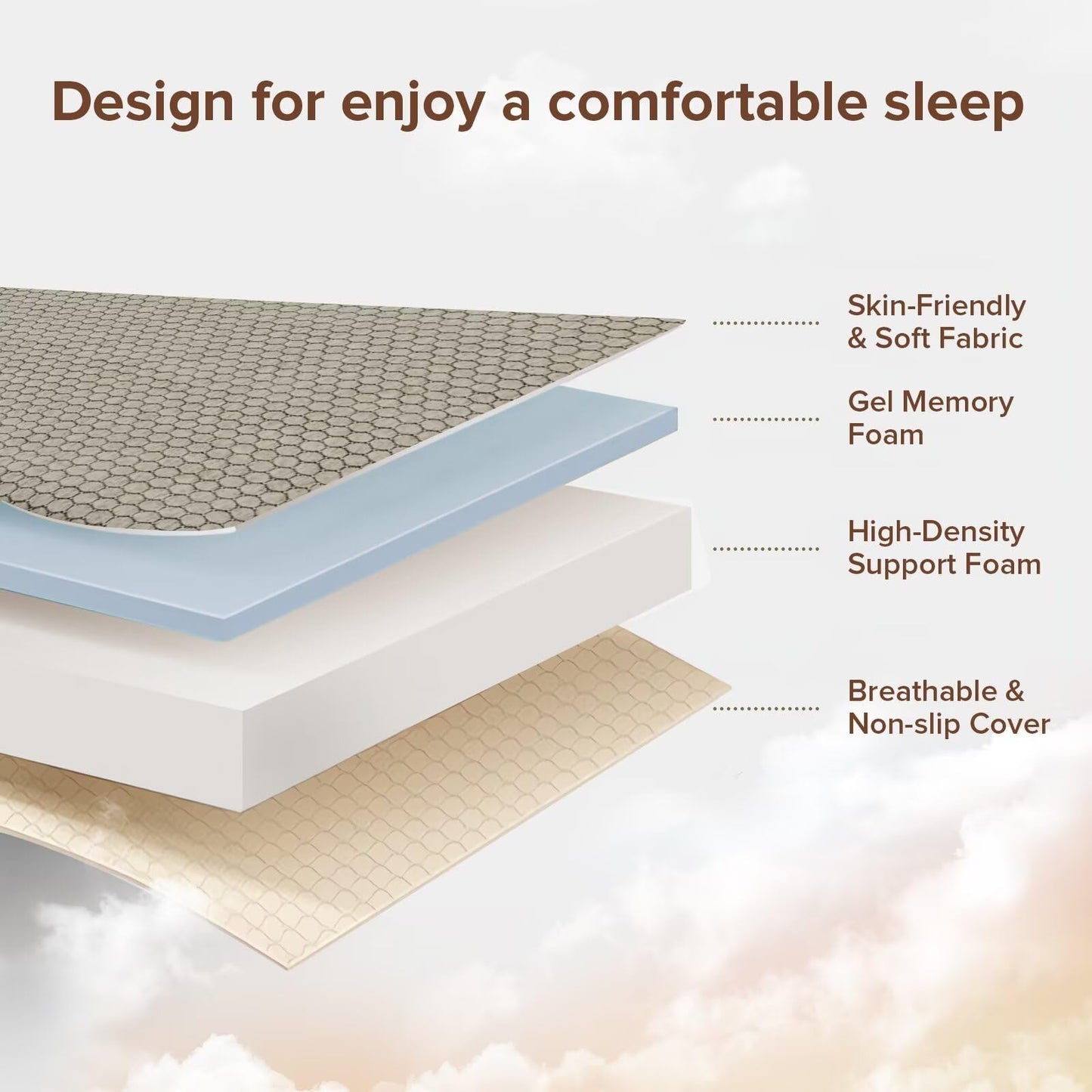 ROXGOX Memory Foam Trifold Mattress, 6 Inch Full Foldable Mattress, Portable Floor Bed with Washable Cover, Handle & Non-Slip Bottom, for RV, Travel, Camping, Yoga, 73"x52"x6", Grey
