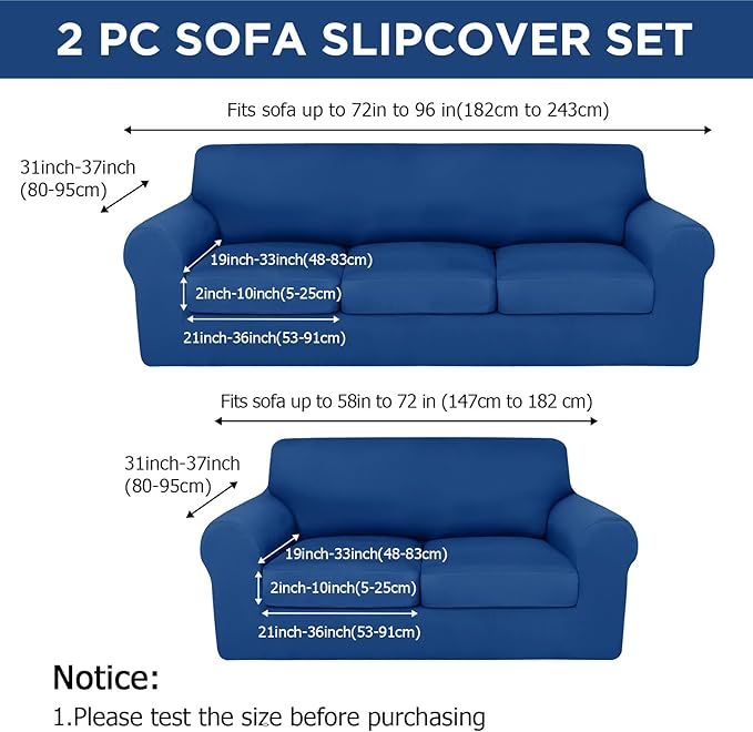 HunnmingRe Sofa Covers for 3 Cushion Couch Stretch Sofa and Loveseat Covers Set