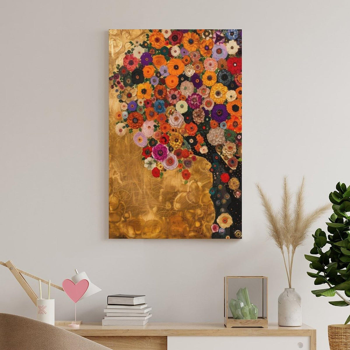 Gustav Klimt Tree of Life Flowers Canvas Printing Wall Art Prints Wall Decor Posters Floral Abstract Golden Bohemian Scandinavian Home Living Room Bedroom Office Gallery Gift 12x18inch(30x45cm)