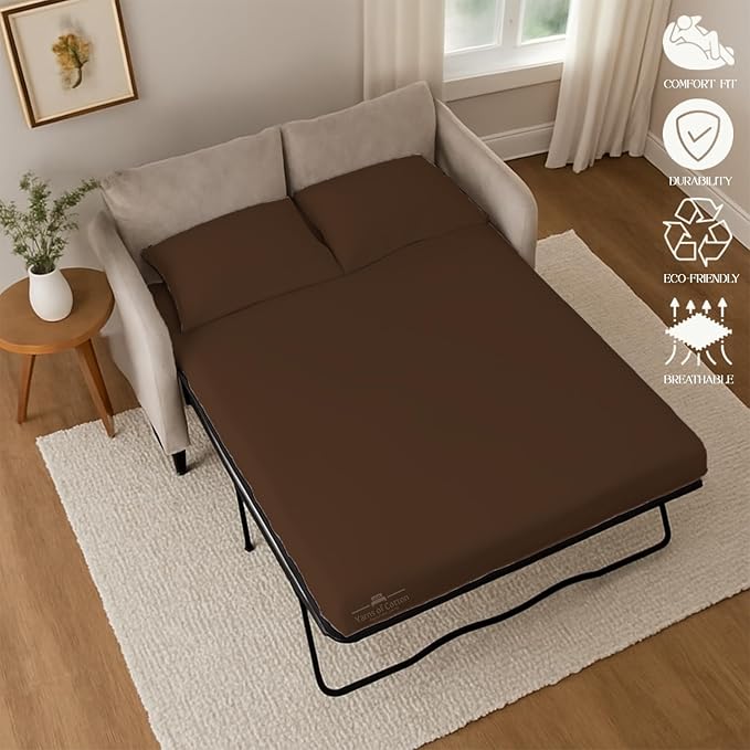 Sleeper Sofa Bed Sheet, 100% Cotton 400 Thread Count, 4 Piece Set, Deep Pocket