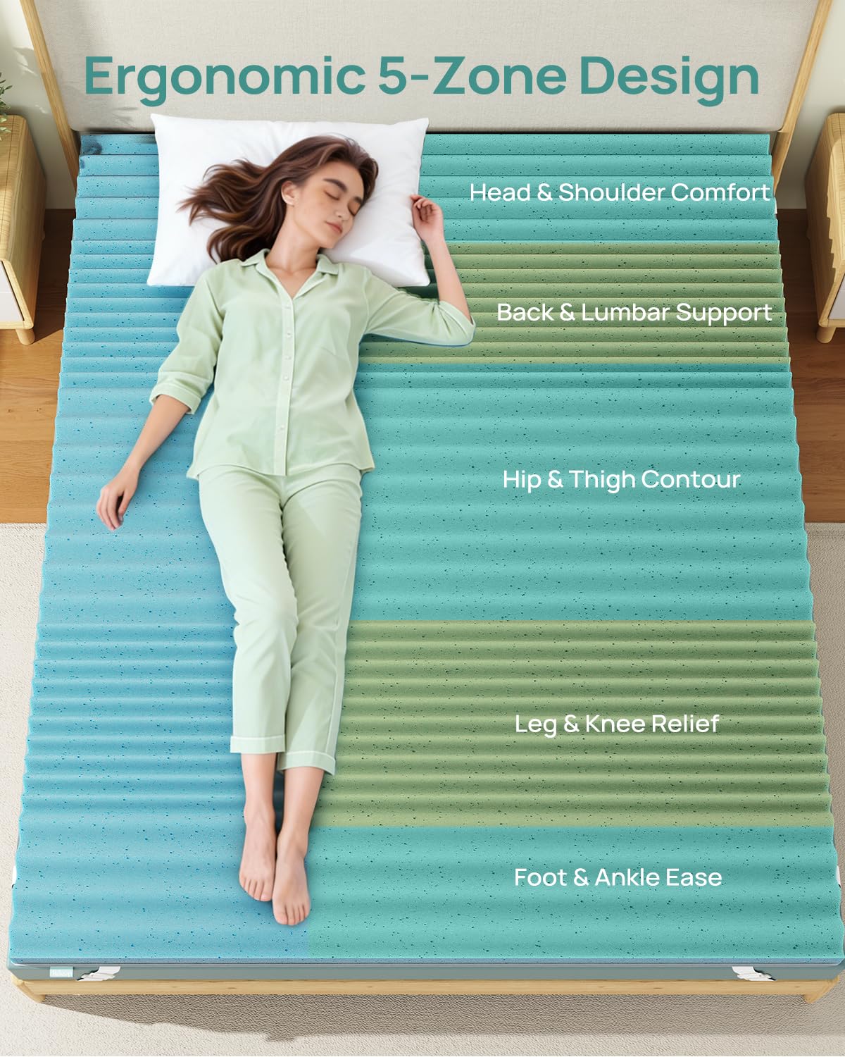 Releep 3 Inch King Gel High Density Mattress Topper, Cooling Firm Bed Topper for Pressure Relief, Orthopedic Support Mattress Topper with Non-Slip Washable Cover, CertiPUR-US Certified