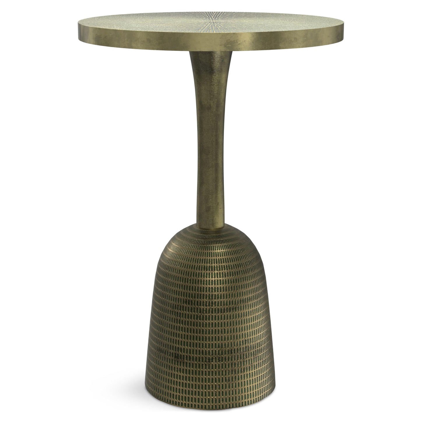 SIMPLIHOME Amalie Metal Side Table in Green Patina, 16-inch Round, 23.5-inch Tall, Vintage-Inspired Cast Aluminum Accent Table for Living Room