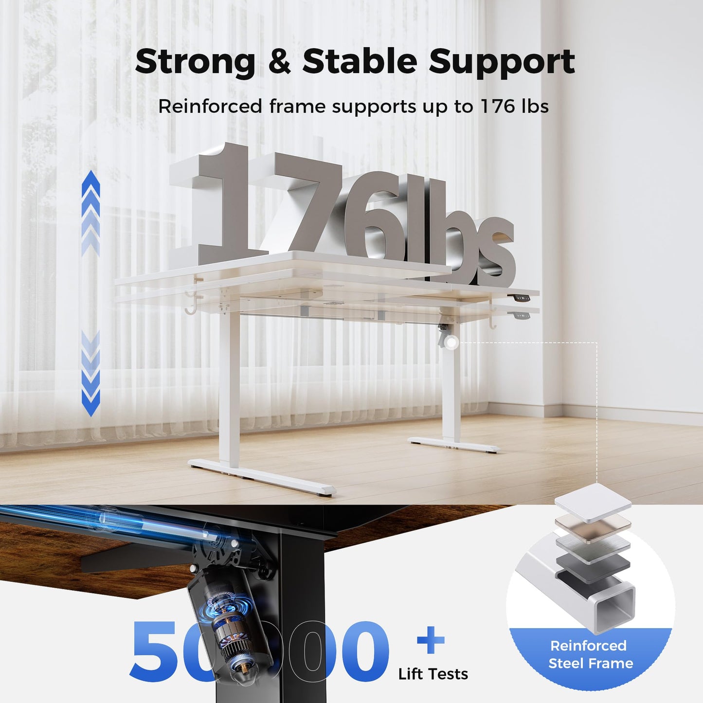 Agilestic 55 Inch Reversible L Shaped Standing Desk, Electric Height Adjustable Desk with Memory Preset, Sit Stand Up Computer Workstation for Home Office, Splice Board, White