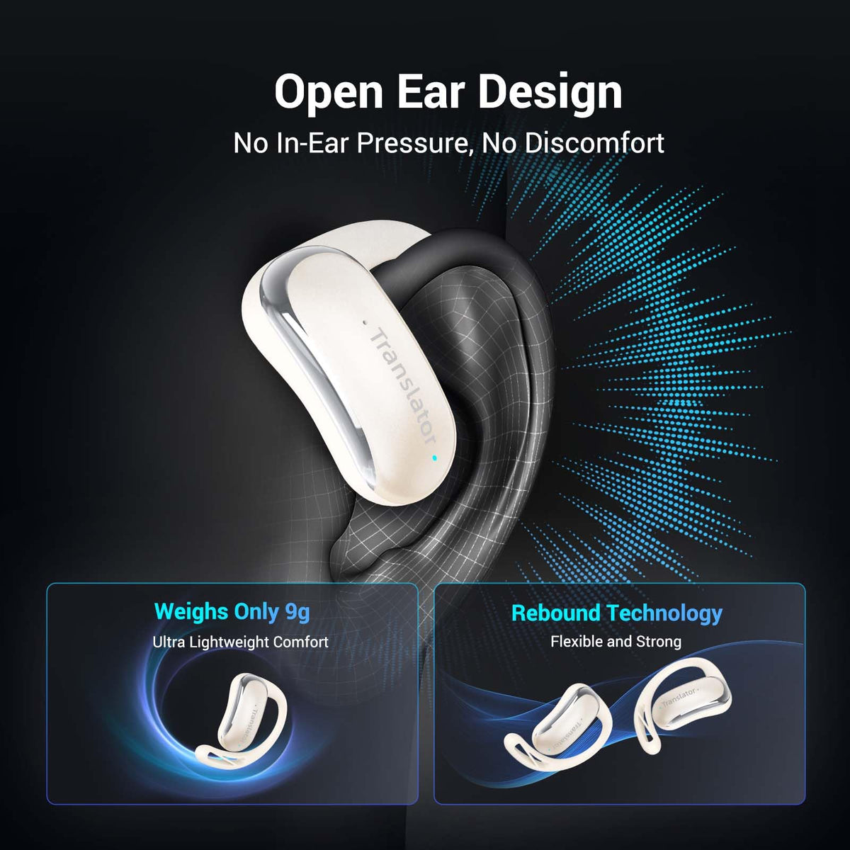 Wooask AI Translator Earbuds, 144 Language Translator Earbuds OWS 3-in-1 AI Translation Earbuds Real Time F56 Beige (No Offline Package)