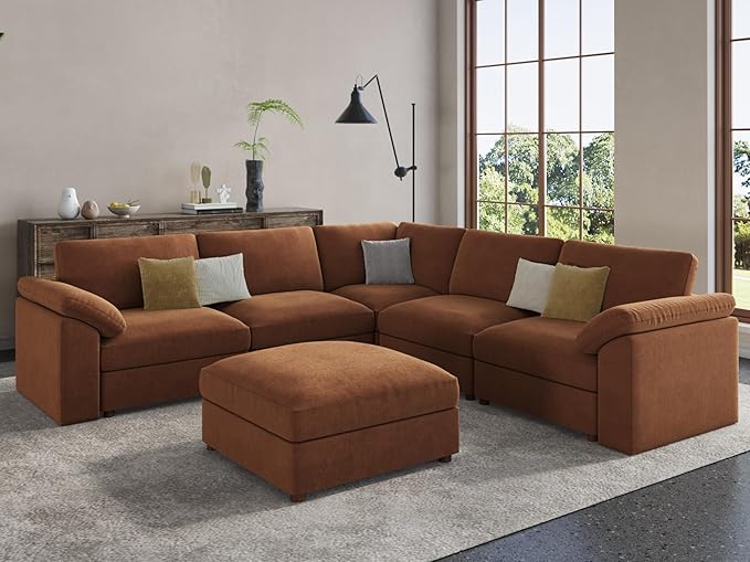 EASE MOOSE Sectional Modular Sofa, Luxury FSC Certified Chenille Comfty Deep
