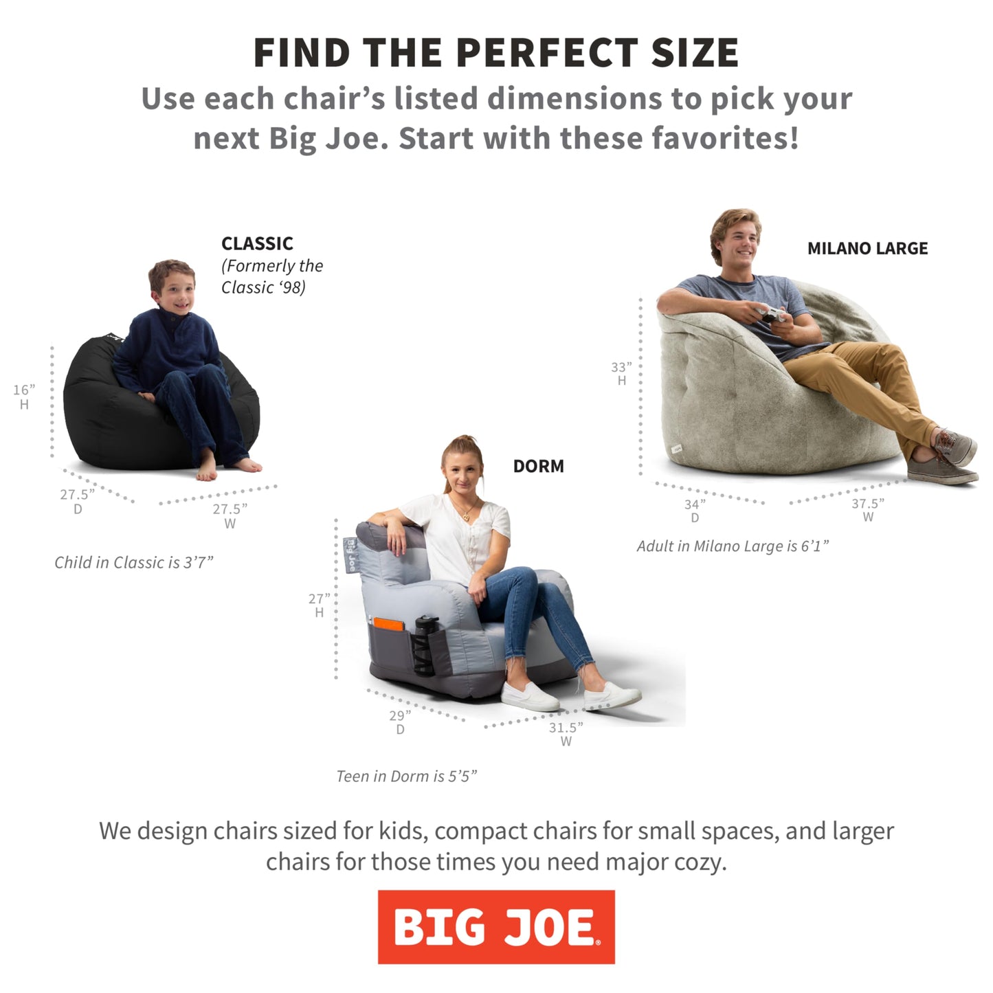 Big Joe Classic Bean Bag Chair for Kids Bedroom and Reading Nook, Easy-Clean Spicy Lime, Durable Nylon Polyester Blend, 2 feet Refillable