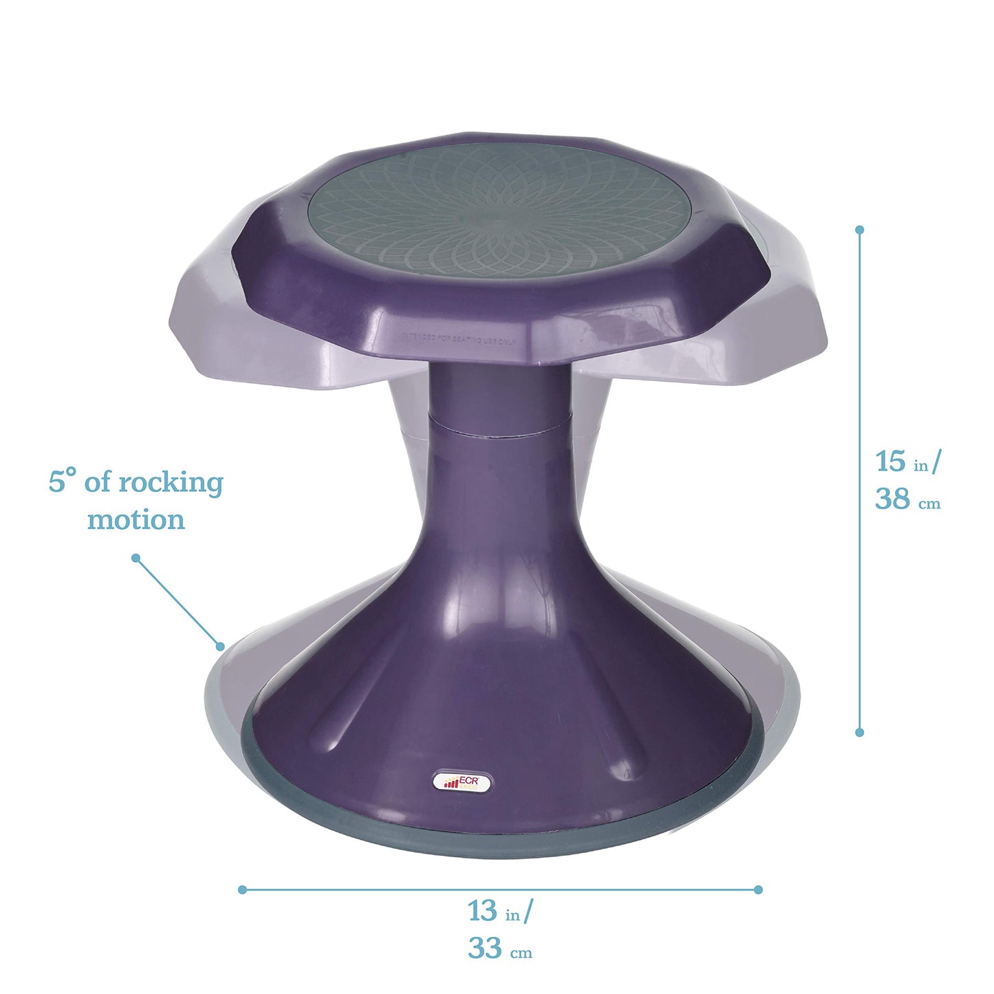 ECR4Kids ACE Active Core Engagement Wobble Stool, 15-Inch Seat Height, Flexible Seating, Eggplant