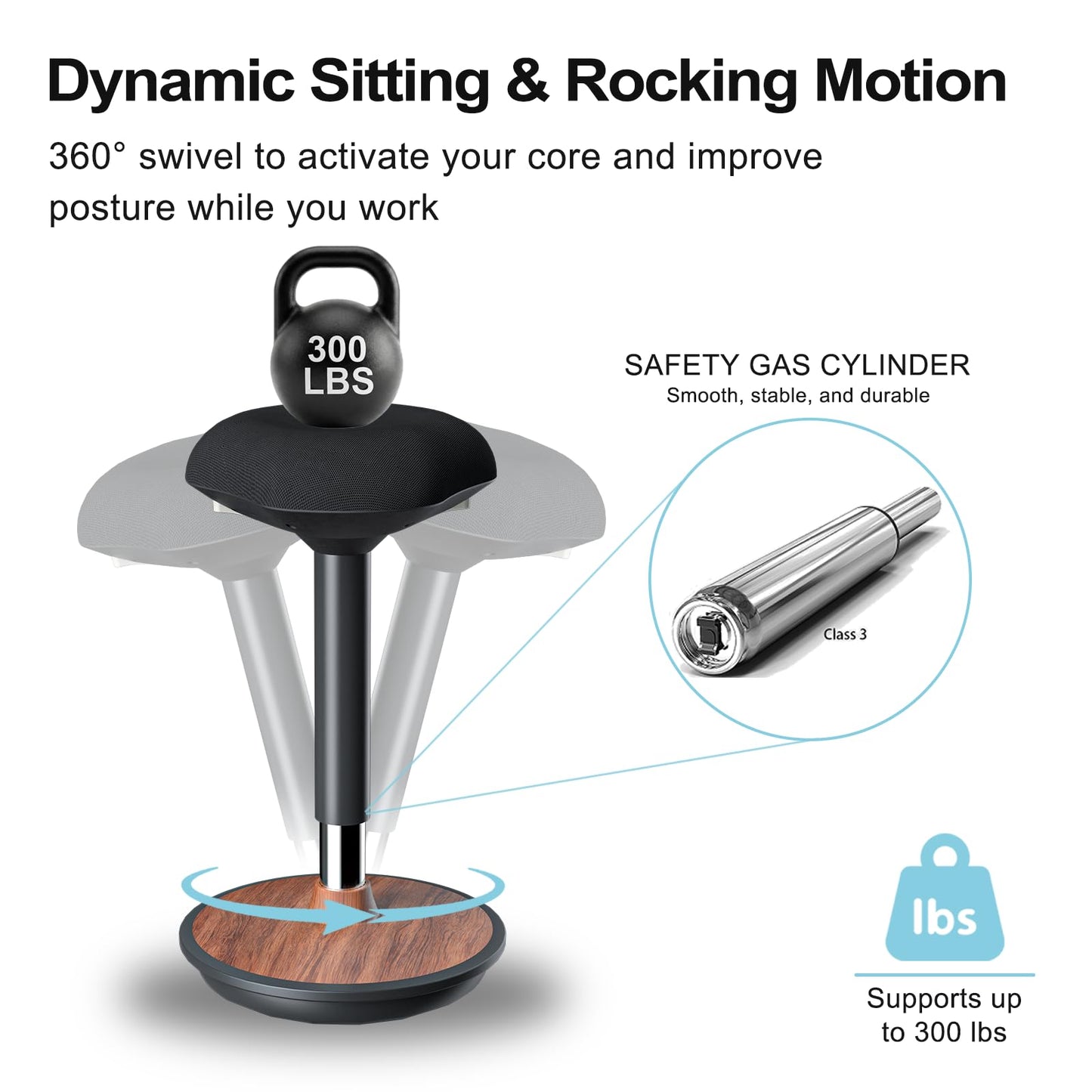 ERGO COLLECT Adult Wobble Stool - Anti-Fatigue Standing Desk Stool with 360° Rocking Non-Slip Curved Base, Height Adjustable 22-32 Inch Standing Chair for Home & Office,Walnut