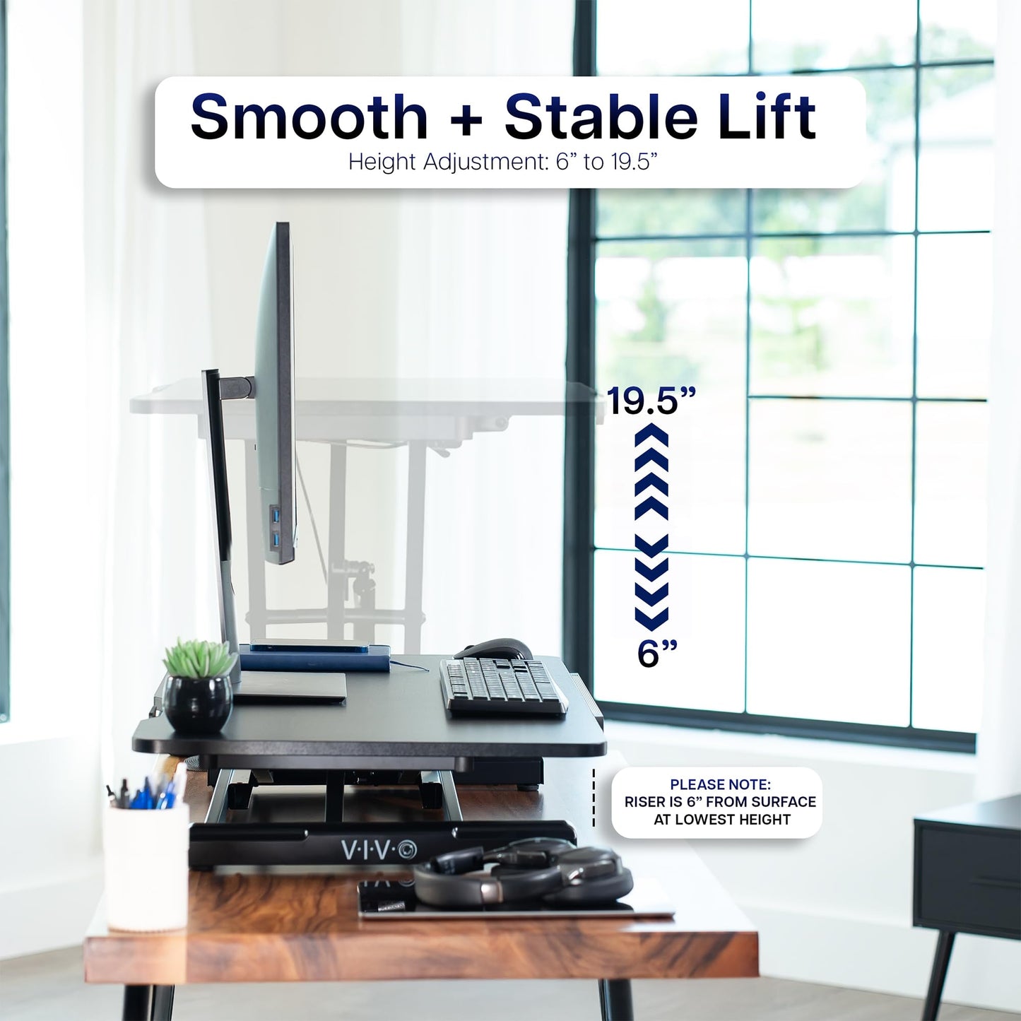 VIVO 36 inch Height Adjustable Tilting Stand Up Desk Converter, Quick Sit to Stand Single Top Keyboard Riser, Laptop Workstation, Drafting Table, Ergonomic Typing, Black, DESK-V036T