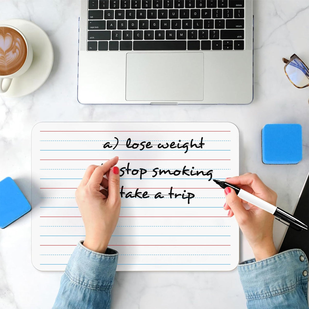 2pack 9x12 inches Dry Erase Board Lapboard Reusable Lined Erasable Ruled Writing Note Pad Lapboard,Blank Whiteboard on Reverse Mini Whiteboard,Small White Board Dry Erase for Classroom