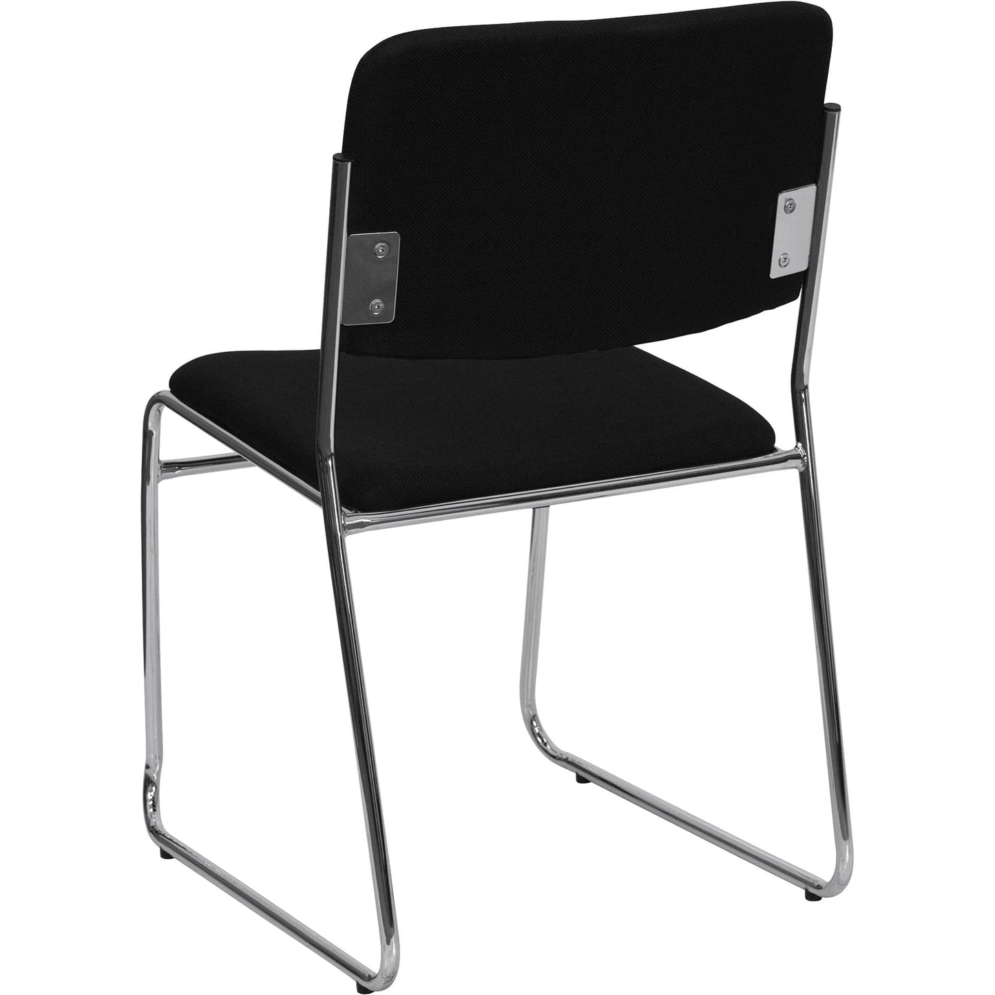 Flash Furniture HERCULES Series 500 lb. Capacity Black Fabric High Density Stacking Chair with Chrome Sled Base