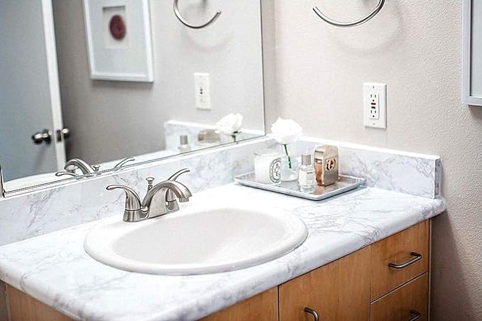 practicalWs Marble Paper Granite Gray/White Roll Kitchen Countertop Cabinet
