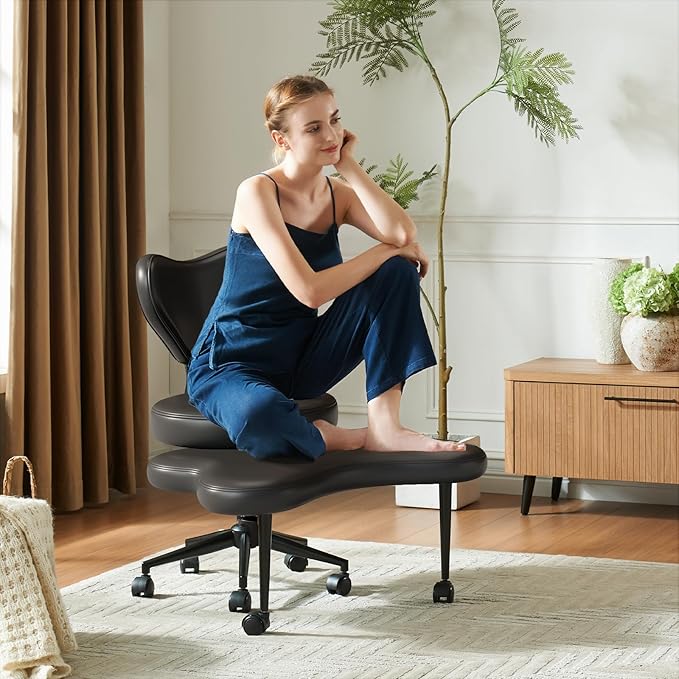 Pinmoco Ergonomic Cross Legged Chair, 360° Swivel Meditation Chair