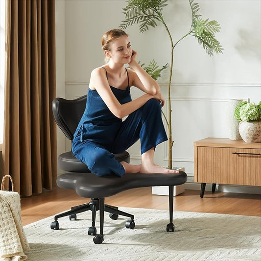 Pinmoco Ergonomic Cross Legged Chair, 360° Swivel Meditation Chair