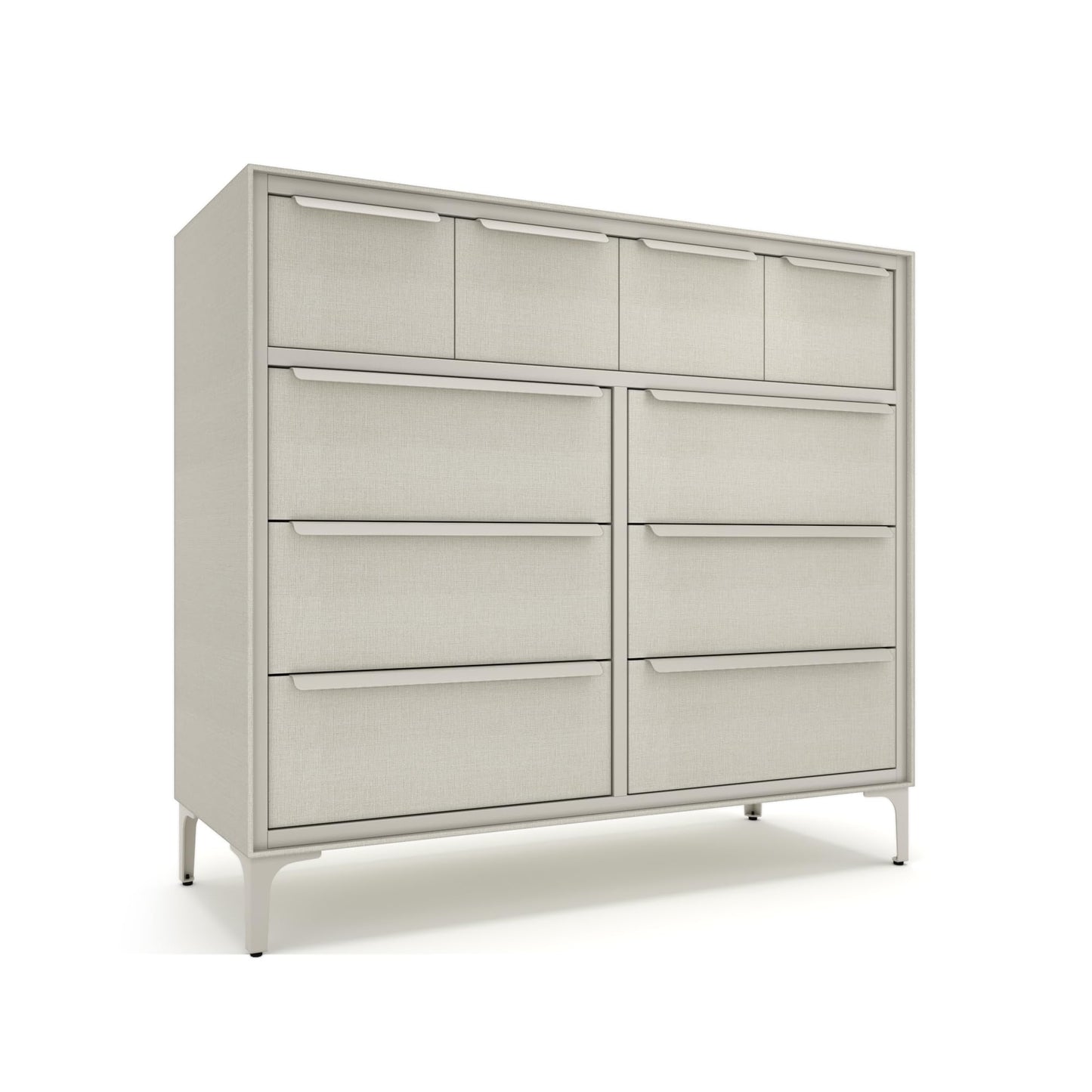 tinge Naima Premium Fabric Dresser - Strong Metal Frame, 10 Spacious Sag-Proof Drawers with Sleek Metal Handles - Premium & Durable Storage Solution for Your Home (Beige)