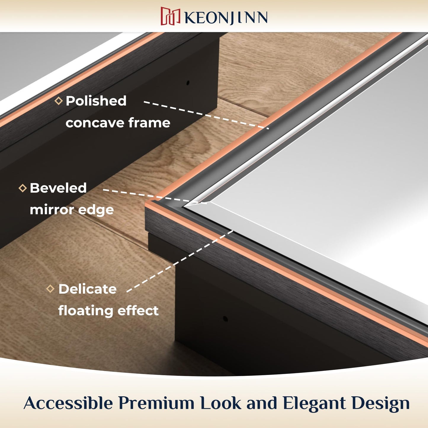 Keonjinn 20" x 26" Medicine Cabinets with Mirror for Bathroom, Oil Rubbed Bronze Bathroom Mirror with Storage, Fully Assembled, Recessed or Wall-Mounted Aluminum Alloy Framed Beveled Mirror