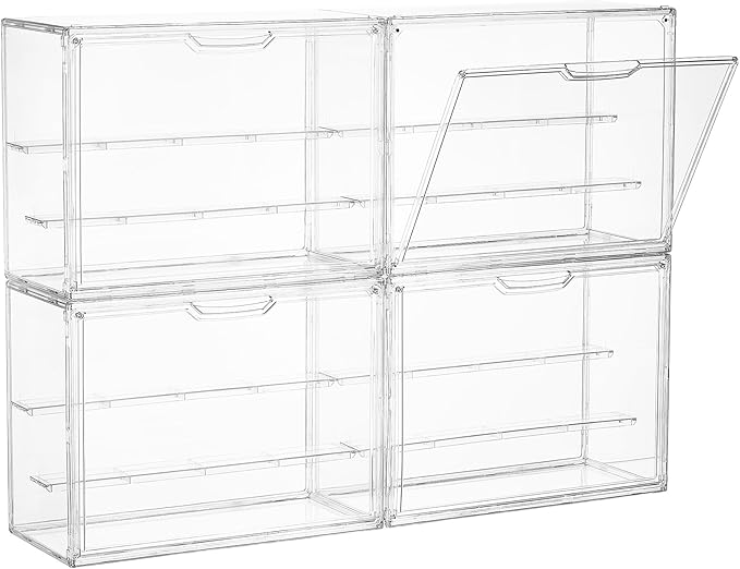 Vtopmart 4 Pack Acrylic Display Case, Stackable Figure Display Case