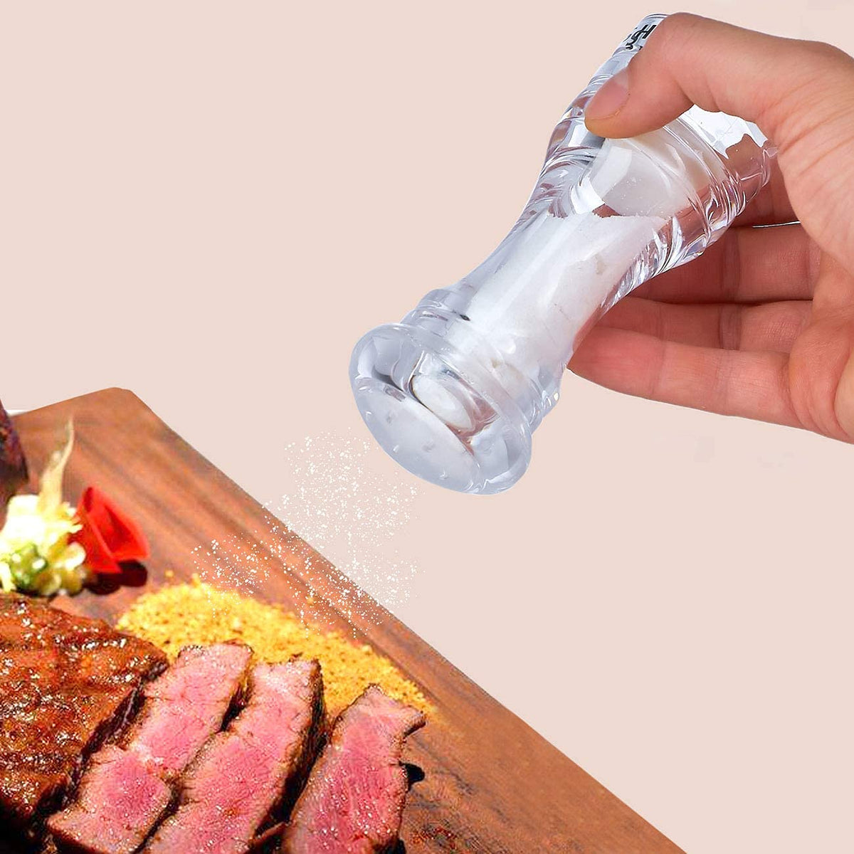 LHS Pepper Mill and Salt Shaker Set of 2 Salt and Pepper Mill Shaker with Adjustable Coarseness-Clear