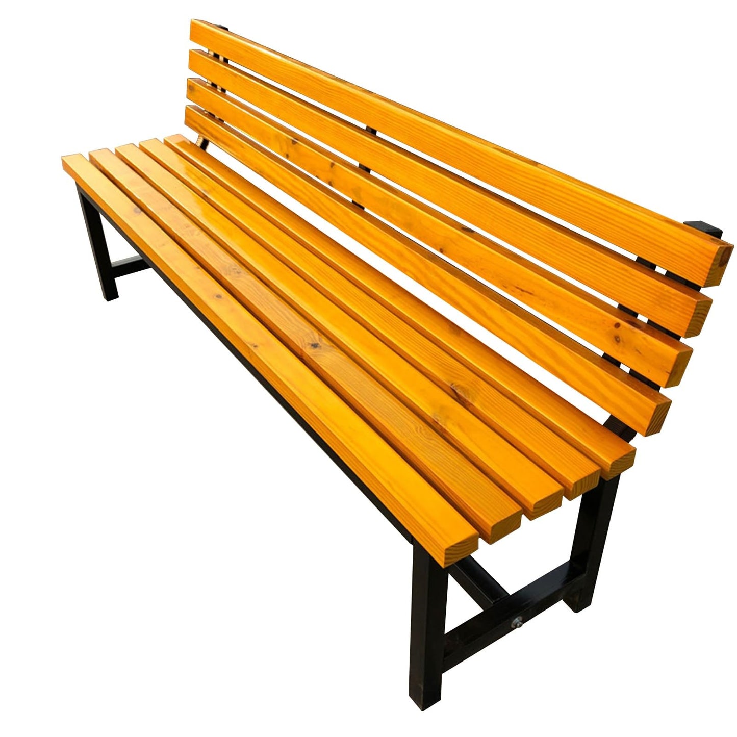 Weatherproof Metal Garden Bench with Wooden Slats - Sturdy Outdoor Seat for Front Porch, Patio, Lawn, Balcony - Yellow, 120cm (47.24in)