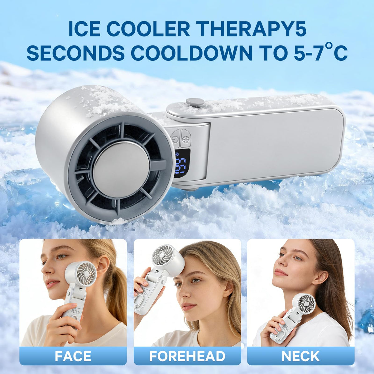 Wupsaoe Handheld Portable Turbo Fan with Ice Cooler, Speed (1-199) Rechargeable Personal Fan,Powerful Mini Personal fan for Travel, Outdoor, Beach & Makeup