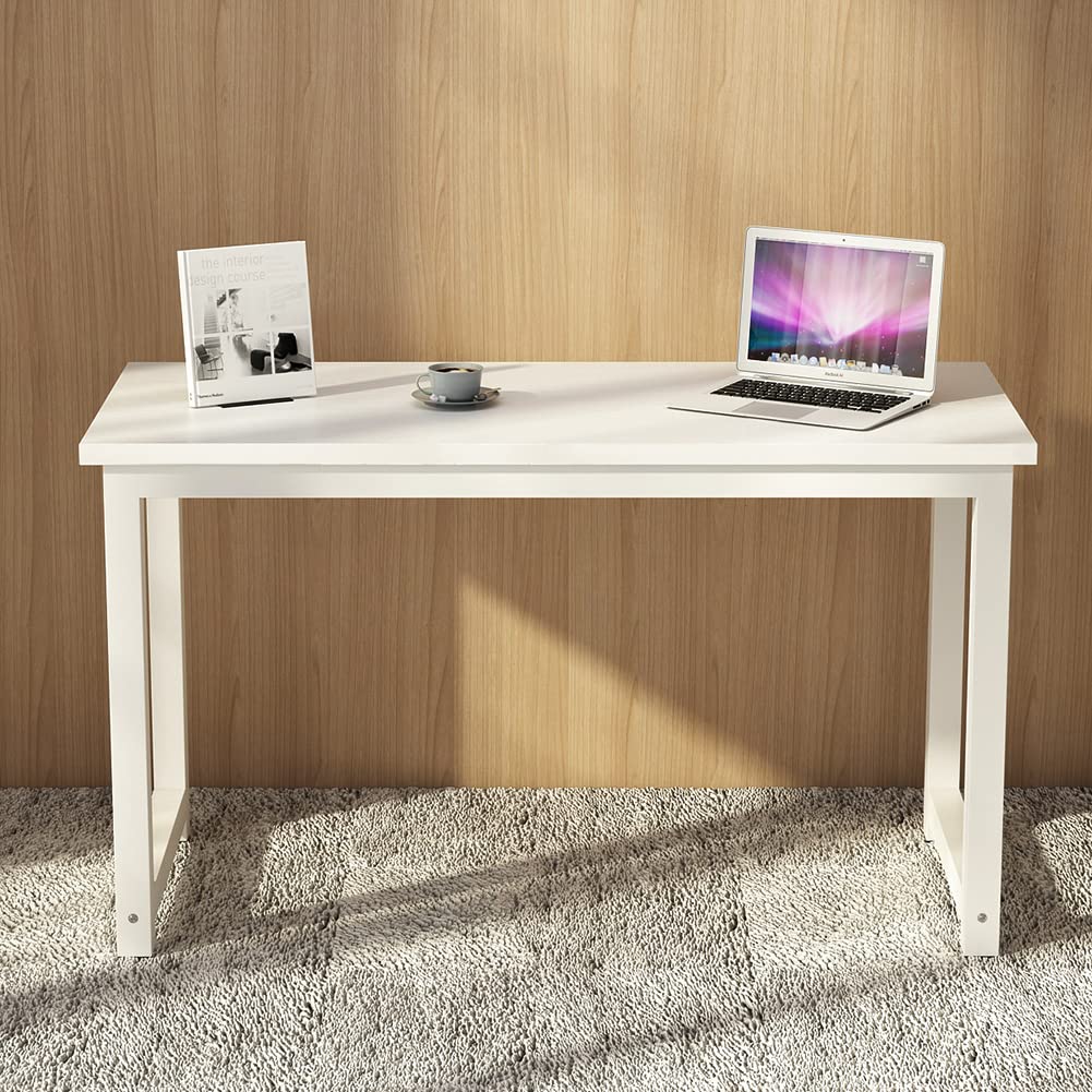 Tribesigns Modern Simple Computer Desk, 47 inch Office Desk Computer Table, Study Writing Study Desk for Home Office, White