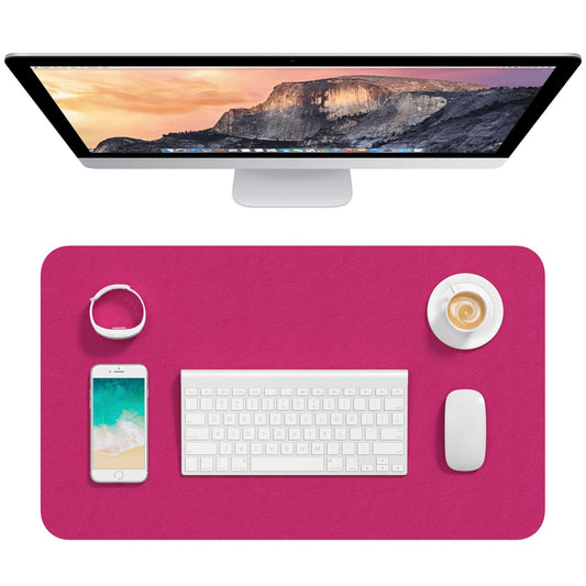Hsurbtra Desk Pad, 23.6" x 13.8" PU Leather Desk Mat, M Extended Mouse Pad, Waterproof Desktop Blotter Protector, Non-Slip Ultra Thin Small Laptop Keyboard Writing Mat for Office Home, Bright Rose