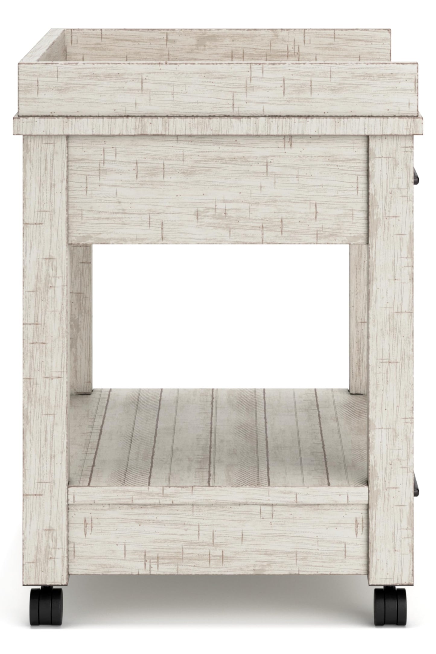 Signature Design by Ashley Carynhurst Rustic Farmhouse Printer Stand with Casters, Whitewash