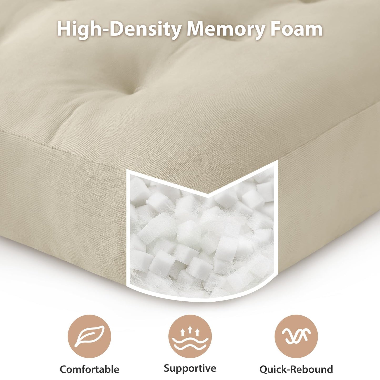 SM-XLHN Meditation Floor Pillow Set of 1, Square Large Pillows Seating for Adults, Meditation Cushion Pillow,Tufted Corduroy Cushion for Tatami Living Room or Yoga, Beige, 22x22 Inch