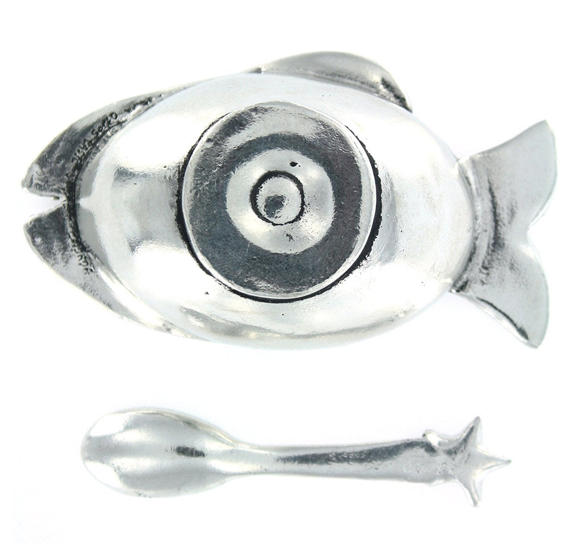 Basic Spirit Fish Salt Cellar w/Spoon Handcrafted Pewter Home Lead-Free SD-9