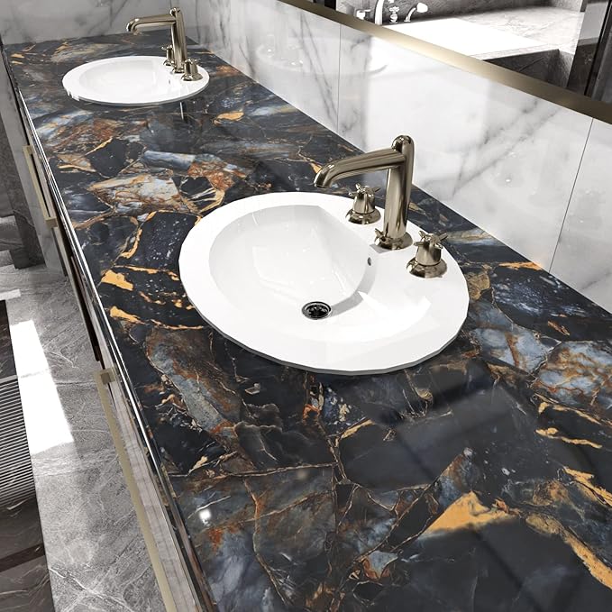 Black/Purple Marble Contact Paper