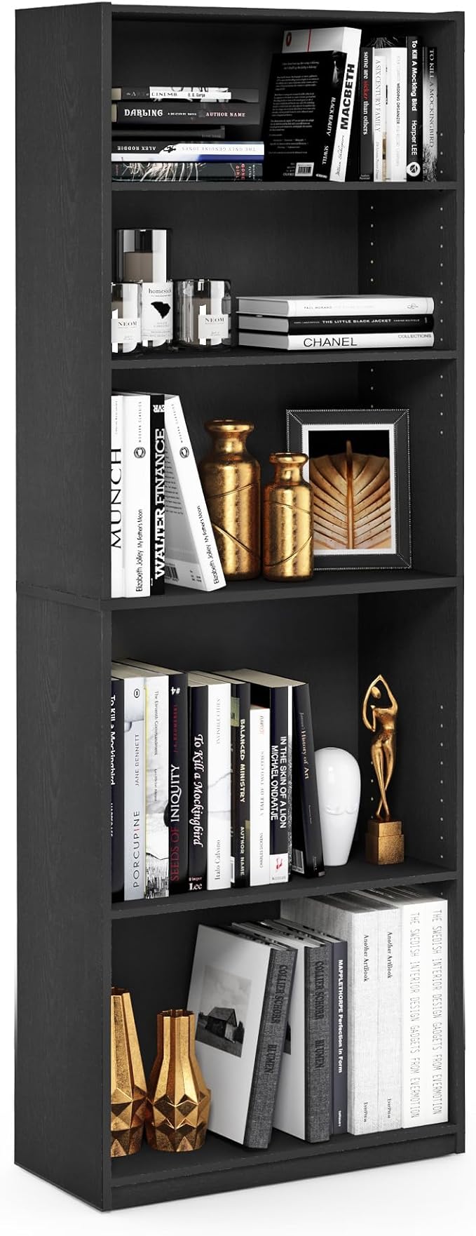Furinno Jaya Book Shelf, 5-Tier Bookshelf, Bookcase