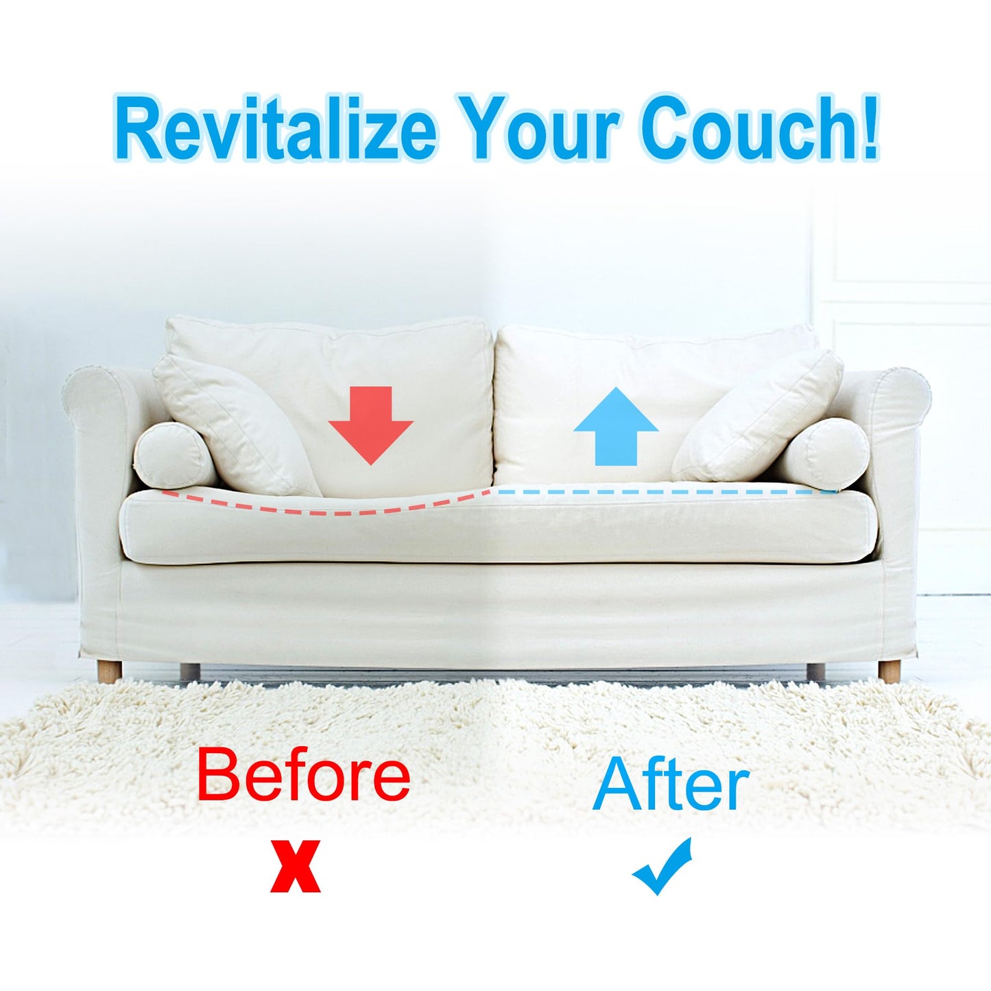 moonoom 20" x 20" Foam Cushion Couch Cushion Support - Living Room Sofa Sag Support - High-Density Sag Repair Replacement for Sofa Couch Loveseat Chair (2)