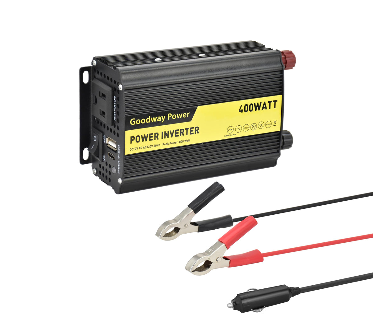 Goodway Power Compact and Lightweight Modified sine Wave Power Inverter DC12V to AC110-120V 60Hz with Rated Output Power 100W,200W, 300W, 400W for Choice(100, Watts)