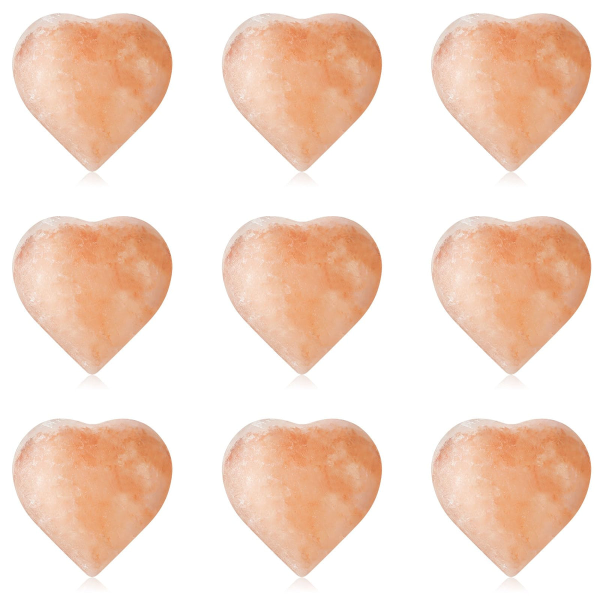 Swiffen 10 Pcs 3 Inch Heart Healing Stone Bulk, Natural Pink Himalayan Salt Massage Crystal, Polished Love Worry Stones for Spa, Wellness Routines, Full Body Massage, Anxiety Relief Gifts for Women