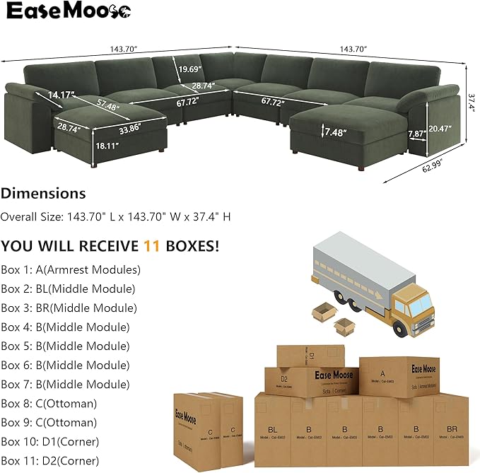 EASE MOOSE Oversized Modular Sectional Sofa