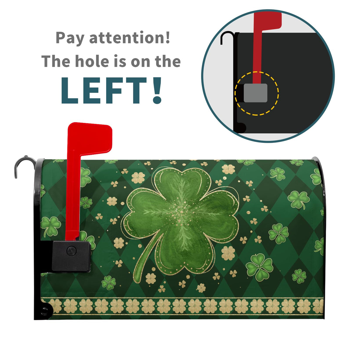 Sweetshow St.Patrick's Day Mailbox Covers Magnetic Standard Size 18" X 21",Green Shamrock Clovers Mailbox Wraps Post Letter Box Cover for Outside Garden Yard Decor