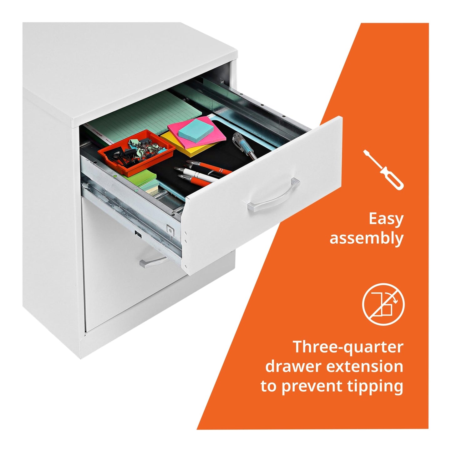 NuSparc 2 Drawer Locking Filing Cabinet | Pre-Assembled Steel Construction | Low-Profile Design is Perfect for Home and Small Office | Letter-Size | Assembled in USA
