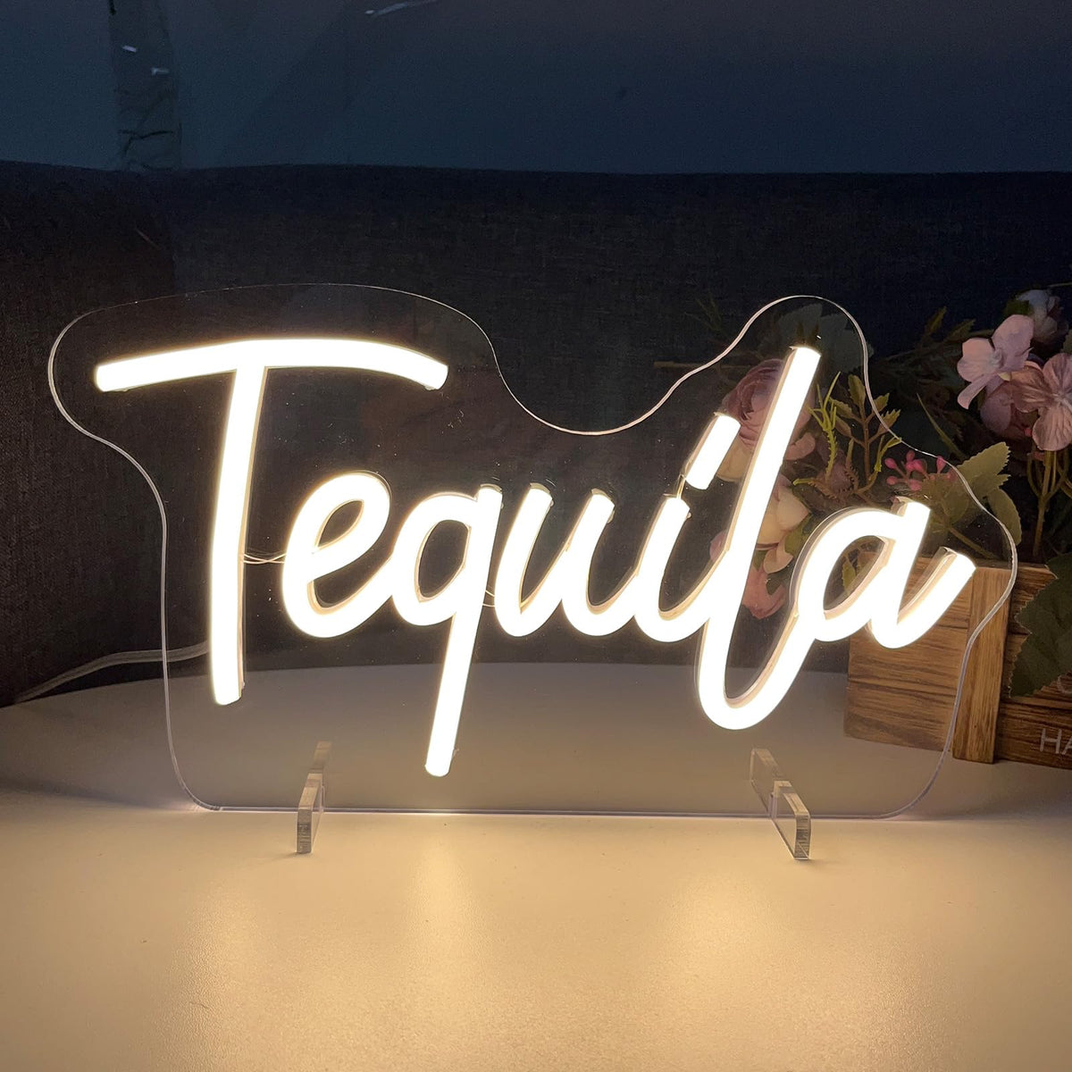 Tequila Table Number Neon Sign Desk Lamp Night Light Wedding Letter LED Neon Sign Wedding Table Decorations Neon Light Shop Bedroom Home Room Decor Christmas Party Warm White USB 30×16.8CM