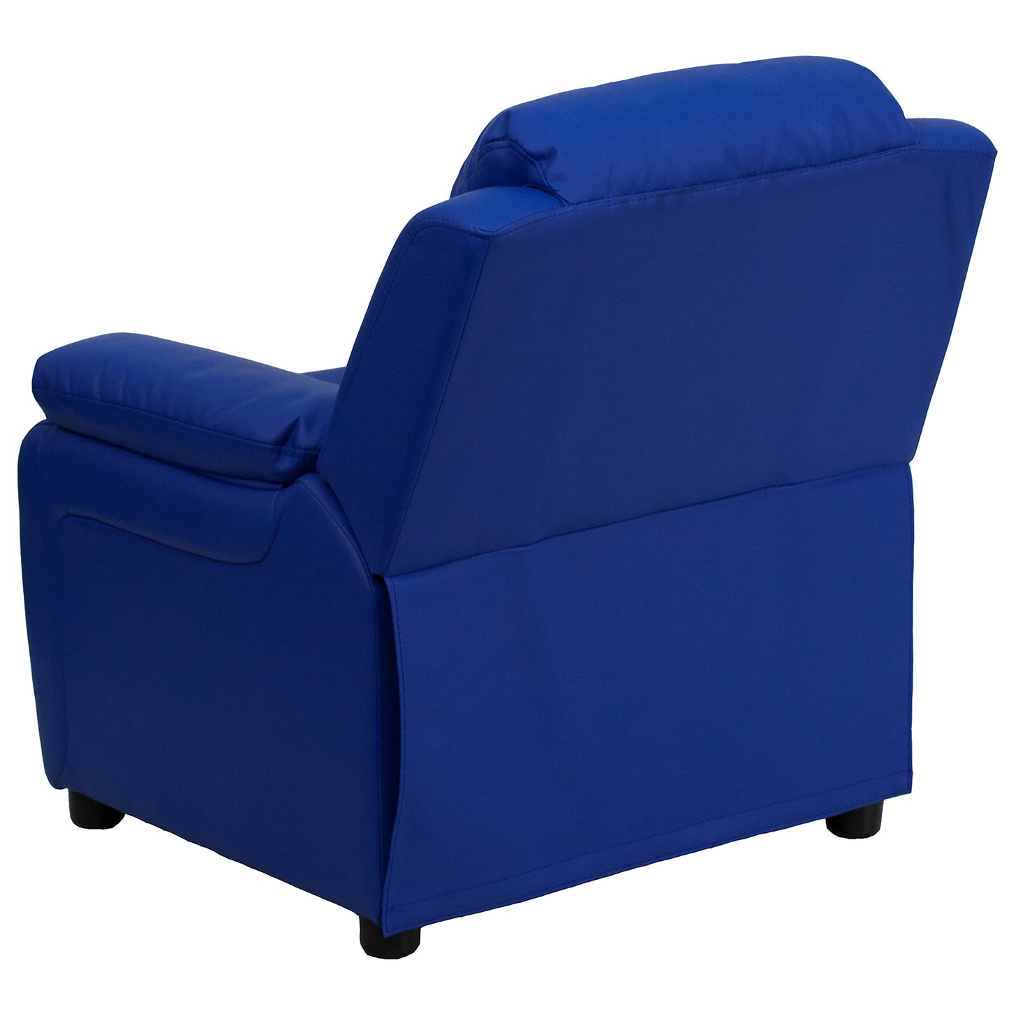 Flash Furniture Charlie Vinyl Kids Recliner with Flip-Up Storage Arms and Safety Recline, Contemporary Reclining Chair for Kids, Supports up to 90 lbs., Blue