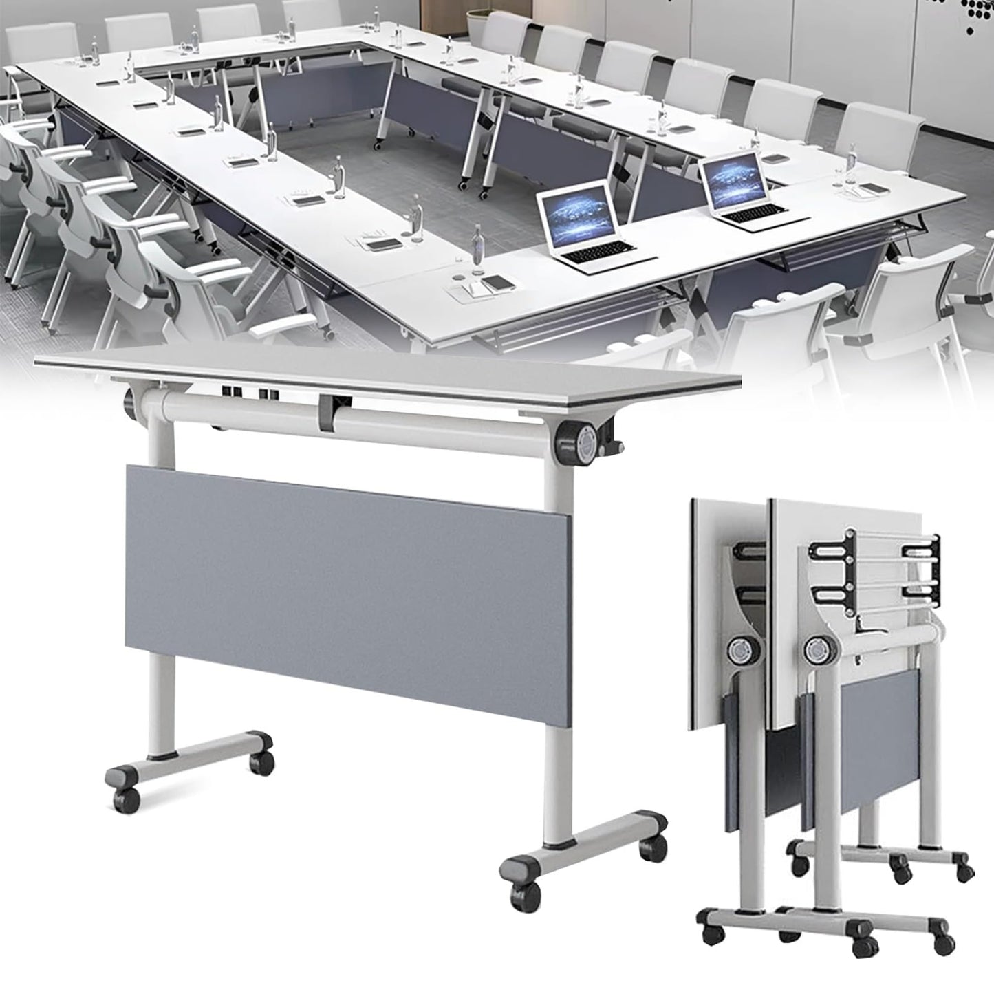 Training Desk Mobile Folding Conference Table with Silent Caster Wheels - Square Design Ideal for Events and Meetings Easy to Transport and Store Versatile Meeting Room Furniture