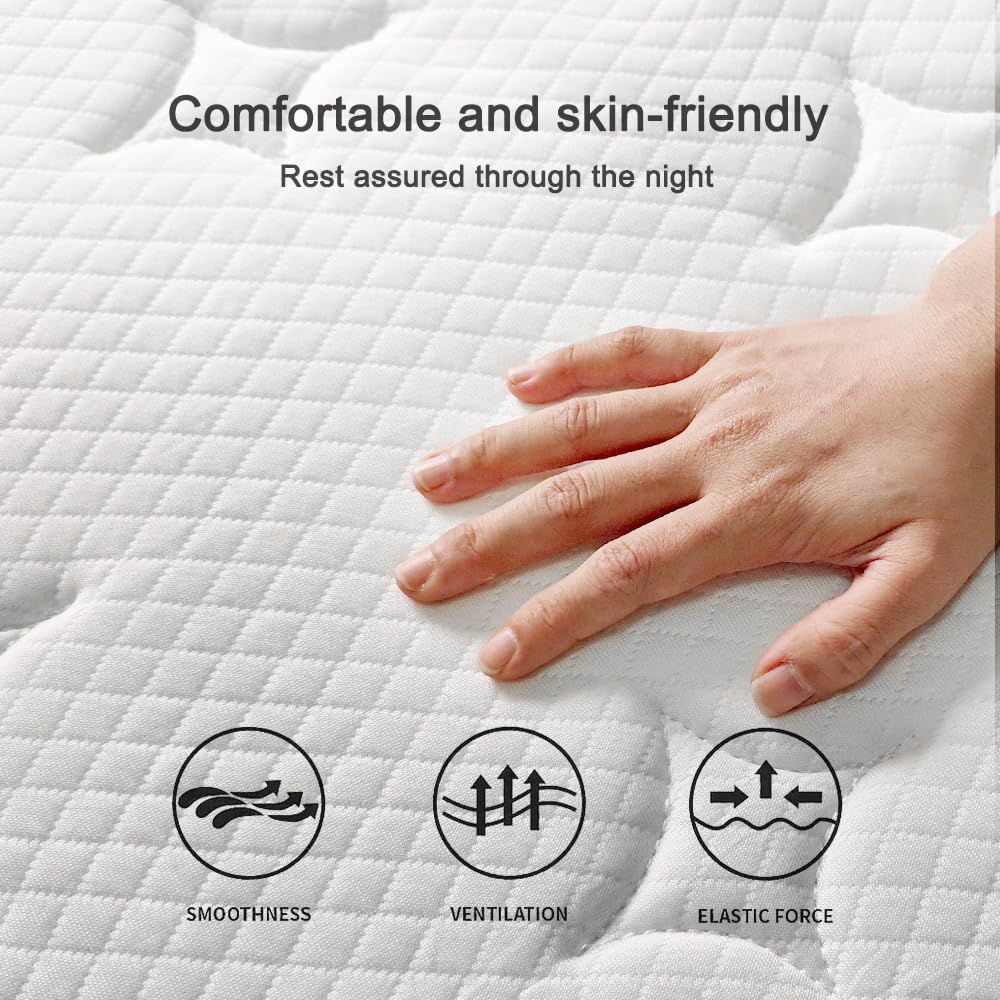 EDOW Queen Size Mattress, 60x80 Inch Queen Bed Mattress with 10 Inch Height, Independent Pocketed Coils Mattresses, Soft Comfort Hotel Quality, Queen Mattress in a Box