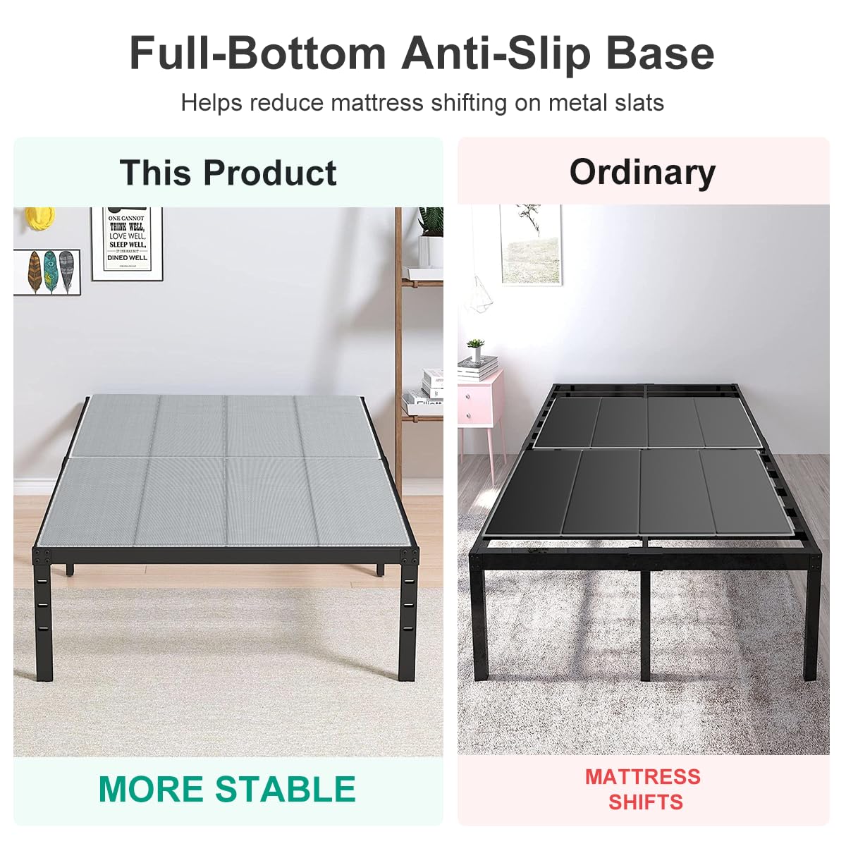 ROSBALY Queen Bunkie Board 60 x 80, 10mm Low Profile Bed Board with Full Anti-Slip Bottom, Under Mattress Support for Platform Beds, Metal Slats & Slatted Frames