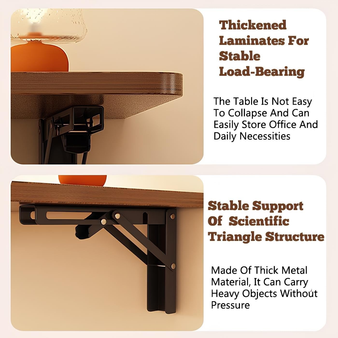 LWJQRSP Wall Mounted Folding Table – Compact Fold Down Desk for Small Spaces Ideal for Home Office Kitchen Dining Study & Workbench Walnut Finish (60x30cm)