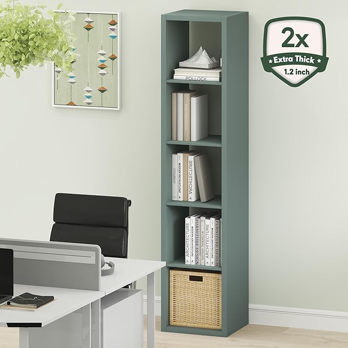 Furinno Cubicle Book Shelf, Vertical 5-Cube Bookshelf, Extra Thick Horizontally