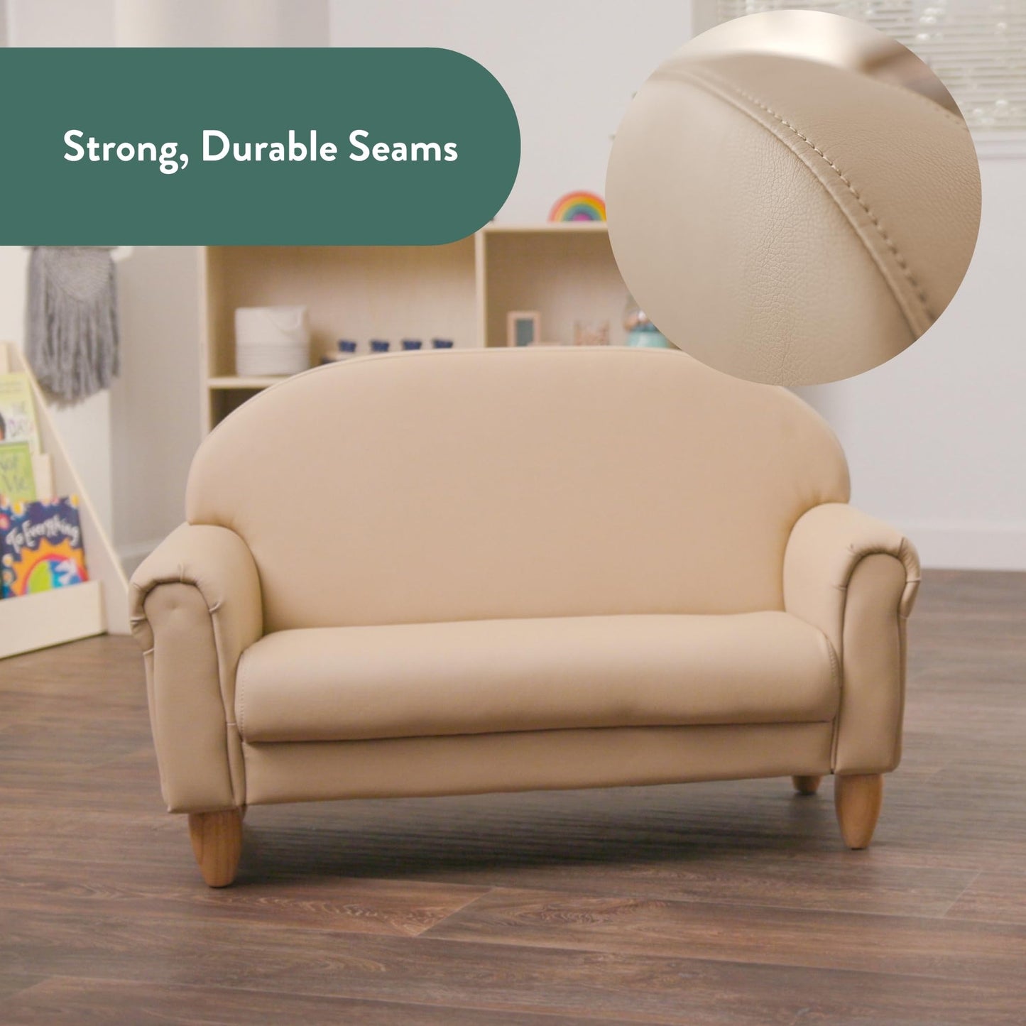 Children's Factory As We Grow Chair and Couch, Flexible Seating for Daycare or Preschool, Kids Reading Couch, Playroom Furniture, Buff