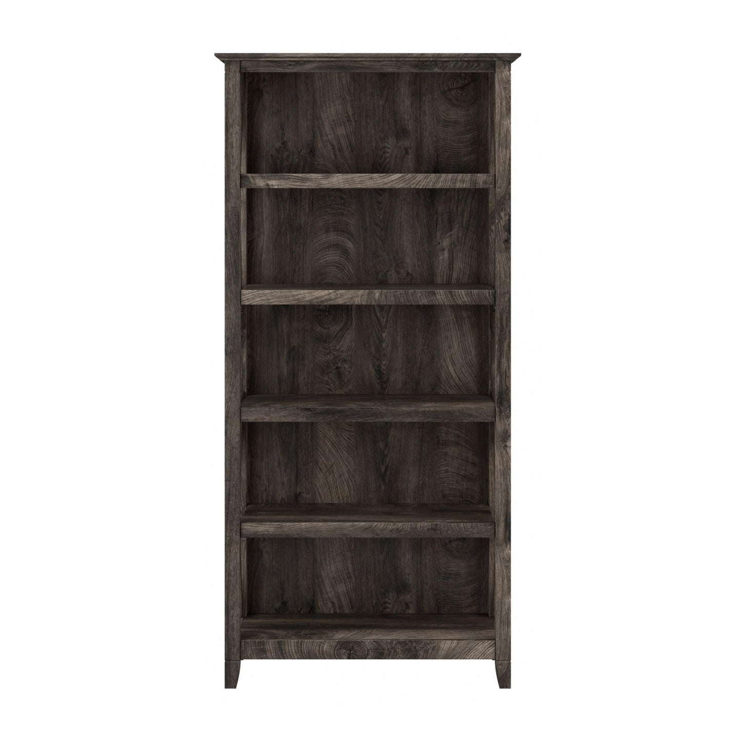 Bush Home Tall 5 Shelf Bookcase for Living Room or Home Office, Large Bookshelf, Modern Farmhouse Style, Key West Collection, Dark Gray Hickory